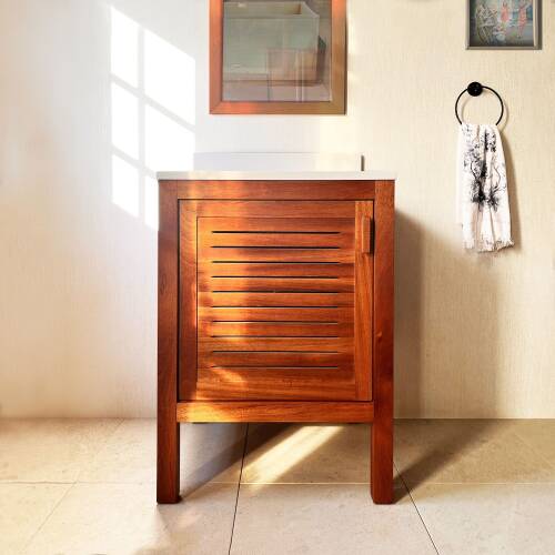 Shark Anatolia Maun Ağacı Masif Ahşap Banyo Dolabı 60cm - 2