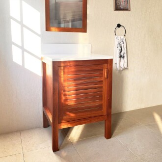 Shark Anatolia Maun Ağacı Masif Ahşap Banyo Dolabı 60cm - 4