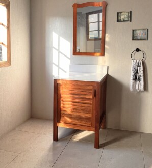 Shark Anatolia Maun Ağacı Masif Ahşap Banyo Dolabı 60cm - 5