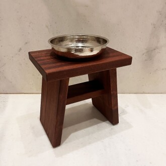 Shark Anatolia Maun Ahşap Banyo Taburesi Oturak ve Beyaz Bakır Hamam Tası Seti - 3