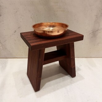 Shark Anatolia Maun Ahşap Banyo Taburesi Oturak ve Kızıl Bakır Hamam Tası Seti - 3