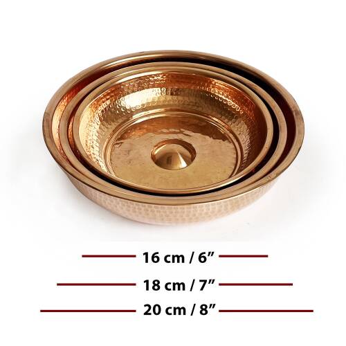 Shark Anatolia Maun Ahşap Banyo Taburesi Oturak ve Kızıl Bakır Hamam Tası Seti - 4