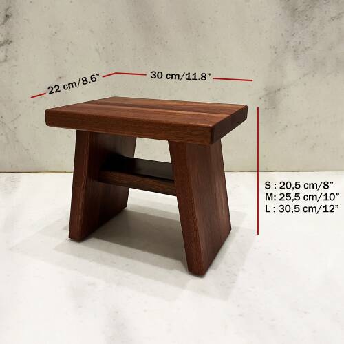 Shark Anatolia Maun Ahşap Banyo Taburesi Oturak ve Oksit Bakır Hamam Tası Seti - 2