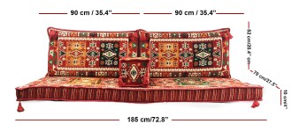 Shark Anatolia Milas Şark Köşesi İkili Sedir Takımı Kırmızı - 4