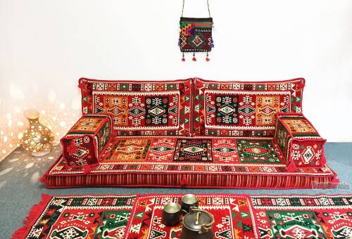 Shark Anatolia Milas Şark Köşesi İkili Sedir Takımı Kırmızı - 5