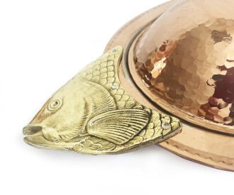 Shark Anatolia Orkinos Kapaklı El Dövmesi Bakır Balık SunumTabağı 40 cm - 7