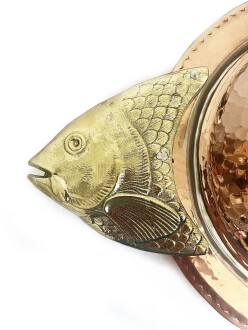 Shark Anatolia Orkinos Kapaklı El Dövmesi Bakır Balık SunumTabağı 40 cm - 10