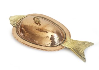 Shark Anatolia Orkinos Kapaklı El Dövmesi Bakır Balık SunumTabağı 50 cm - 3