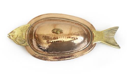 Shark Anatolia Orkinos Kapaklı El Dövmesi Bakır Balık SunumTabağı 60 cm - 8