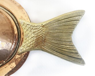 Shark Anatolia Orkinos Kapaklı El Dövmesi Bakır Balık SunumTabağı 60 cm - 9