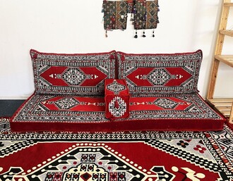 Skark Anatolia Oriental Pattern Floor Cushion Set for One Red