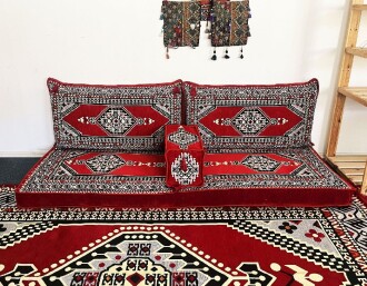 Skark Anatolia Oriental Pattern Floor Cushion Set for One Red