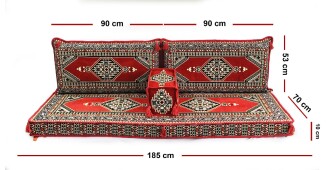 Shark Anatolia Oryantal Saraylı Şark Köşesi İkili Sedir Takımı Kırmızı - 4