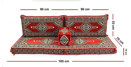 Shark Anatolia Oryantal Saraylı Şark Köşesi İkili Sedir Takımı Kırmızı - 4