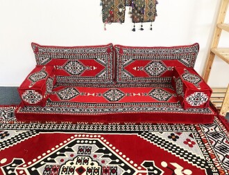 Shark Anatolia Oryantal Saraylı Şark Köşesi İkili Sedir Takımı Kırmızı - 8