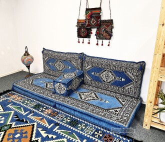 Shark Anatolia Oryantal Saraylı Şark Köşesi İkili Sedir Takımı Mavi - 3