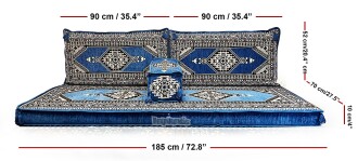 Shark Anatolia Oryantal Saraylı Şark Köşesi İkili Sedir Takımı Mavi - 4