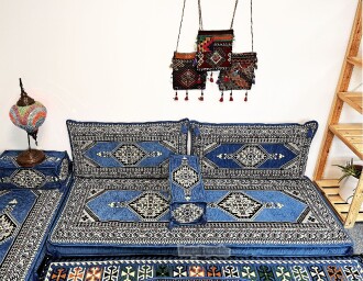 Shark Anatolia Oryantal Saraylı Şark Köşesi İkili Sedir Takımı Mavi - 10