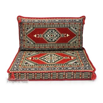 Shark Anatolia Oryantal Desenli Şark Köşesi Tekli Sedir Takımı Kırmızı 