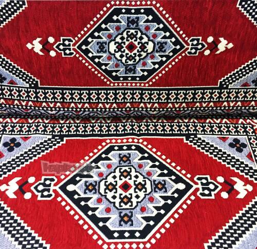 Shark Anatolia Oryantal Desenli Şark Köşesi Tekli Sedir Takımı Kırmızı - 7