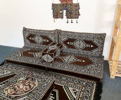 Shark Anatolia Oryantal Saraylı Şark Köşesi İkili Sedir Takımı Kahverengi - 2