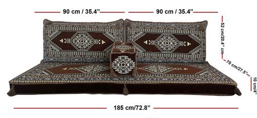 Shark Anatolia Oryantal Saraylı Şark Köşesi İkili Sedir Takımı Kahverengi - 4