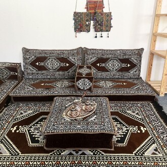 Shark Anatolia Oryantal Saraylı Şark Köşesi İkili Sedir Takımı Kahverengi - 5