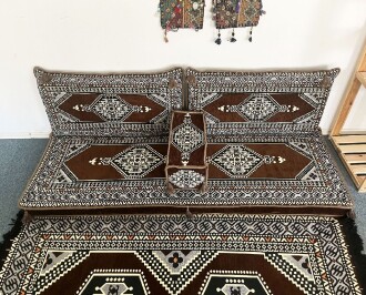 Shark Anatolia Oryantal Saraylı Şark Köşesi İkili Sedir Takımı Kahverengi - 6