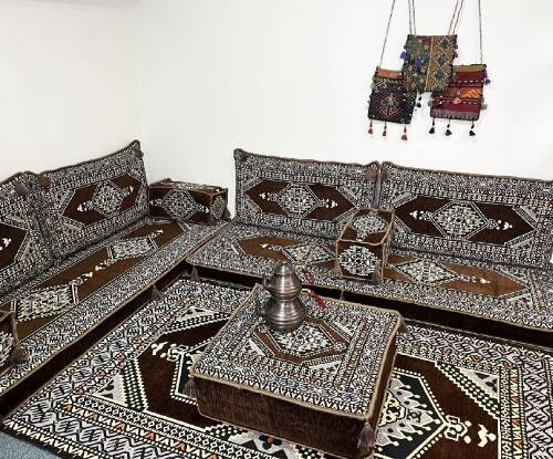 Shark Anatolia Oryantal Saraylı Şark Köşesi İkili Sedir Takımı Kahverengi - 7