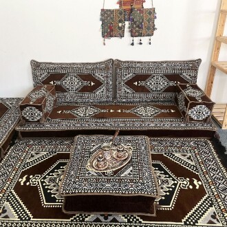 Shark Anatolia Oryantal Saraylı Şark Köşesi İkili Sedir Takımı Kahverengi - 8