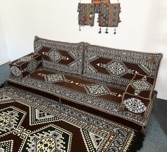 Shark Anatolia Oryantal Saraylı Şark Köşesi İkili Sedir Takımı Kahverengi - 9