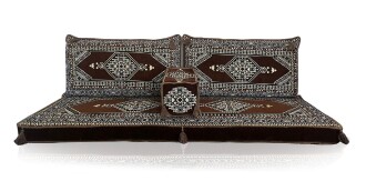 Shark Anatolia Oryantal Saraylı Şark Köşesi İkili Sedir Takımı Kahverengi - 10