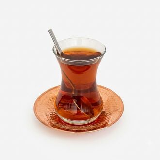 Shark Anatolia Otağ Bakır Çay Tabağı Kırmızı Bakır, Makine Dövmesi Otantik Türk Çay Altlığı, Geleneksel Bakır Sunum Tabağı - 2