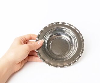 Shark Anatolia Premium Kalın Bakır Derin Meze, Kahvaltı ve Çerez Sunum Tabağı 15 cm Beyaz, Çirtik Kenarlı Osmanlı Stil Şef Sunum Serisi - 2