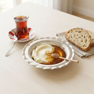 Shark Anatolia Premium Kalın Bakır Derin Meze, Kahvaltı ve Çerez Sunum Tabağı 15 cm Beyaz, Çirtik Kenarlı Osmanlı Stil Şef Sunum Serisi - 3