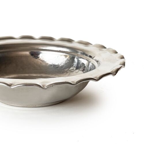 Shark Anatolia Premium Kalın Bakır Derin Meze, Kahvaltı ve Çerez Sunum Tabağı 15 cm Beyaz, Çirtik Kenarlı Osmanlı Stil Şef Sunum Serisi - 10