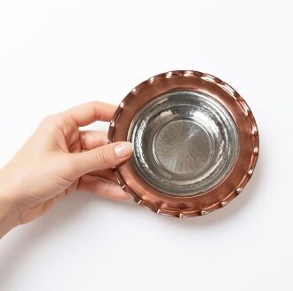 Shark Anatolia Premium Kalın Bakır Derin Meze, Kahvaltı ve Çerez Sunum Tabağı 15 cm Kırmızı, Çirtik Kenarlı Osmanlı Stil Şef Sunum Serisi - 2