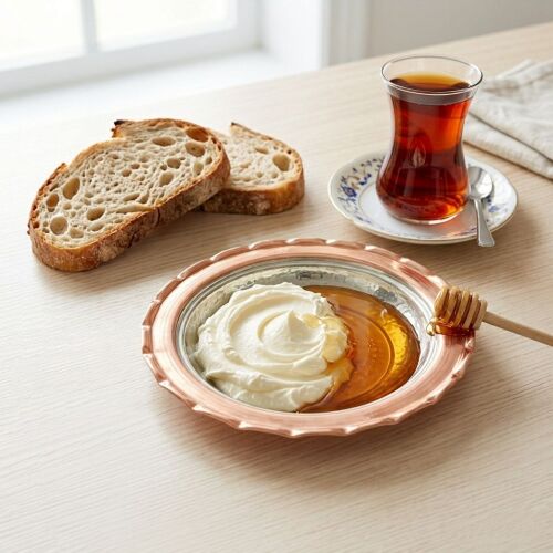 Shark Anatolia Premium Kalın Bakır Derin Meze, Kahvaltı ve Çerez Sunum Tabağı 15 cm Kırmızı, Çirtik Kenarlı Osmanlı Stil Şef Sunum Serisi - 3