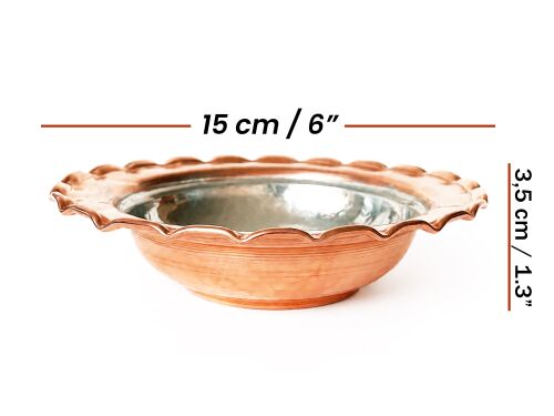 Shark Anatolia Premium Kalın Bakır Derin Meze, Kahvaltı ve Çerez Sunum Tabağı 15 cm Kırmızı, Çirtik Kenarlı Osmanlı Stil Şef Sunum Serisi - 4
