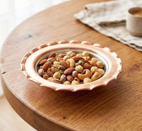 Shark Anatolia Premium Kalın Bakır Derin Meze, Kahvaltı ve Çerez Sunum Tabağı 15 cm Kırmızı, Çirtik Kenarlı Osmanlı Stil Şef Sunum Serisi - 5