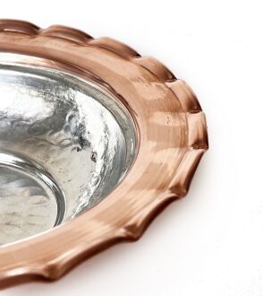 Shark Anatolia Premium Kalın Bakır Derin Meze, Kahvaltı ve Çerez Sunum Tabağı 15 cm Kırmızı, Çirtik Kenarlı Osmanlı Stil Şef Sunum Serisi - 10
