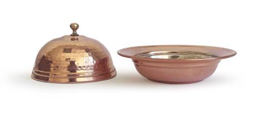 Shark Anatolia Saka Yuvarlak Kapaklı  El Dövmesi Bakır Lokumluk 11 cm - 6