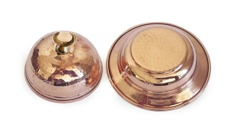 Shark Anatolia Saka Yuvarlak Kapaklı  El Dövmesi Bakır Lokumluk 11 cm - 9