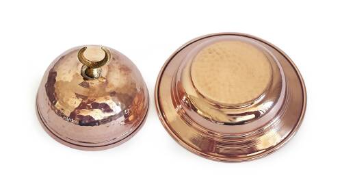 Shark Anatolia Saka Yuvarlak Kapaklı  El Dövmesi Bakır Lokumluk 11 cm - 9