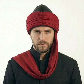 Traditional Ertugrul Sarik Bork Hat Red Black