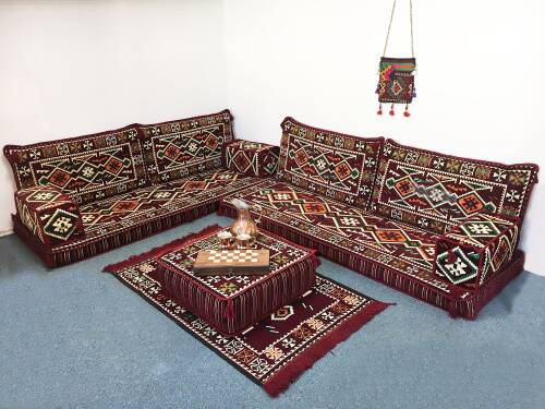 Shark Anatolia Şark Köşesi Masası Puf Anadolu Bordo - 7