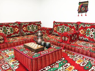 Shark Anatolia Şark Köşesi Masası Puf Apaçi Kırmızı - 7