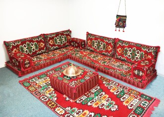 Shark Anatolia Şark Köşesi Masası Puf Apaçi Kırmızı - 9