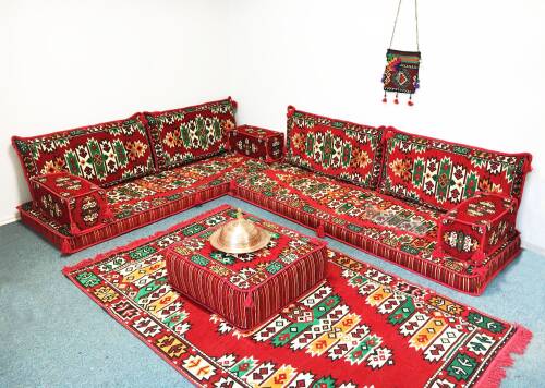 Shark Anatolia Şark Köşesi Masası Puf Apaçi Kırmızı - 9