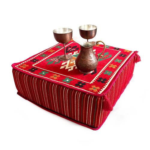 Shark Anatolia Şark Köşesi Masası Puf Belkıs Kırmızı - 4